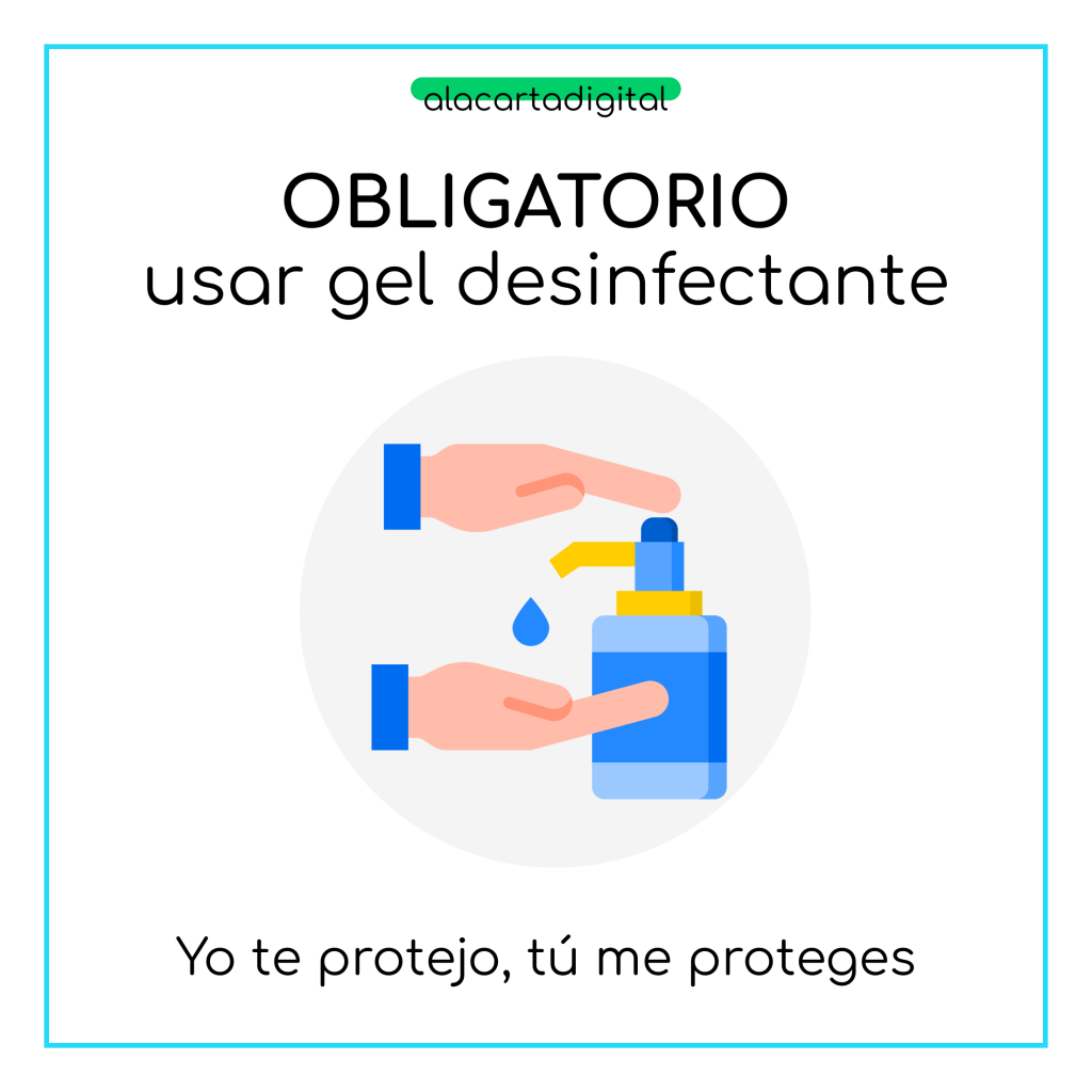 Cartel de uso obligatorio de gel desinfectante