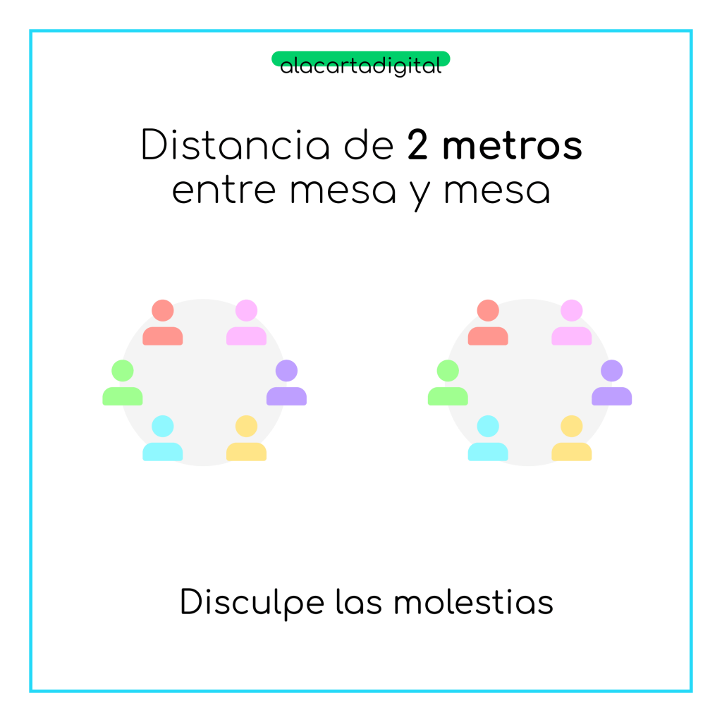 Cartel de distancia entre mesas