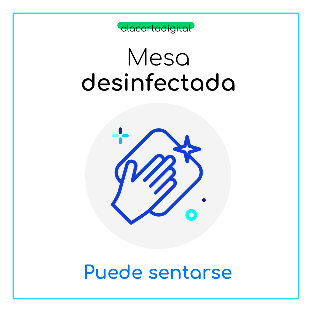 Cartel mesa desinfectada