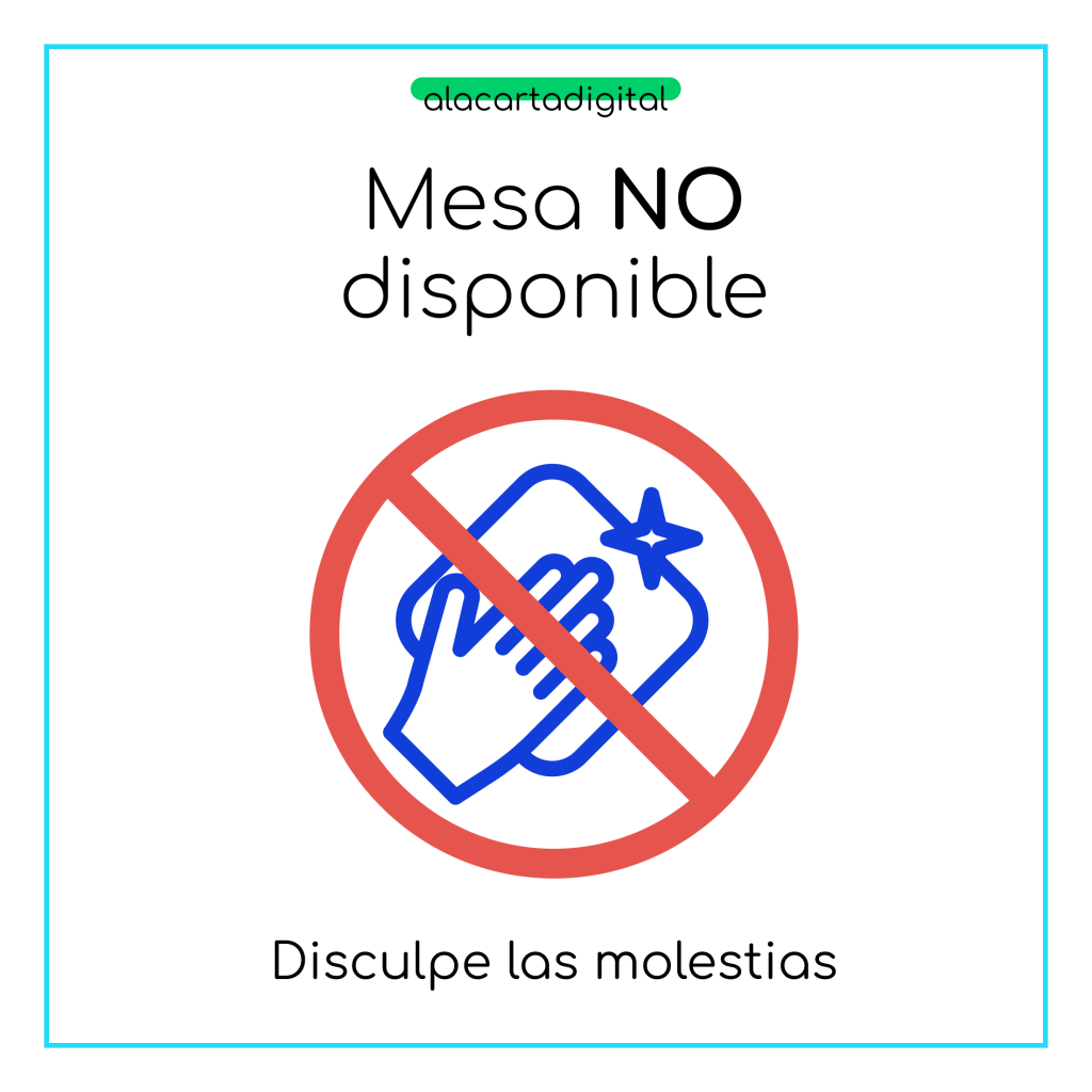 Cartel mesa no disponible