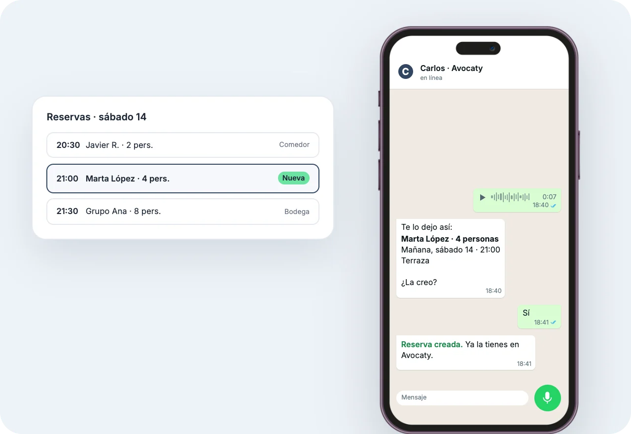 Agente de IA por WhatsApp: Reserva creada por nota de voz