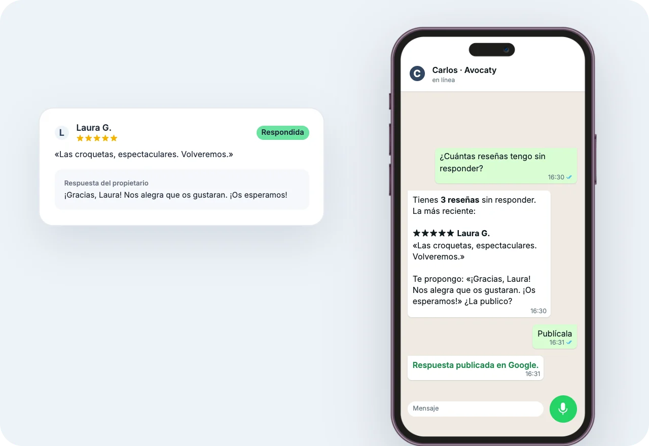 Agente de IA por WhatsApp: Respuesta a una reseña de Google desde WhatsApp